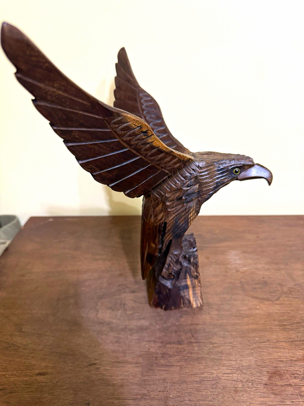 Vintage Hand Carved Desert Ironwood Eagle Sculpture 12" Wingspan Palo Fierro